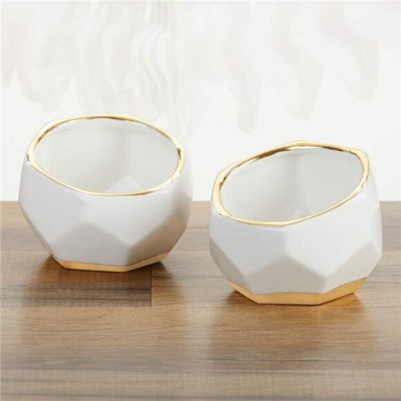 Geometric Ceramic Planters Decorative Bowls (Set of 2) - Picture 4 of 7